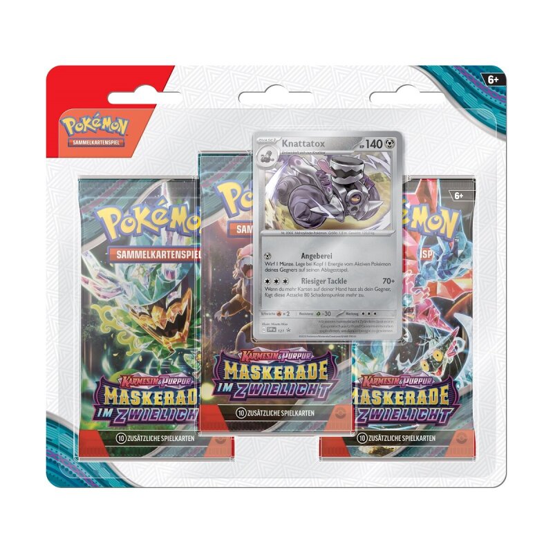 Pokemon: KP06 Maskerade im Zwielicht - 3-Pack-Blister Knattatox (DE)